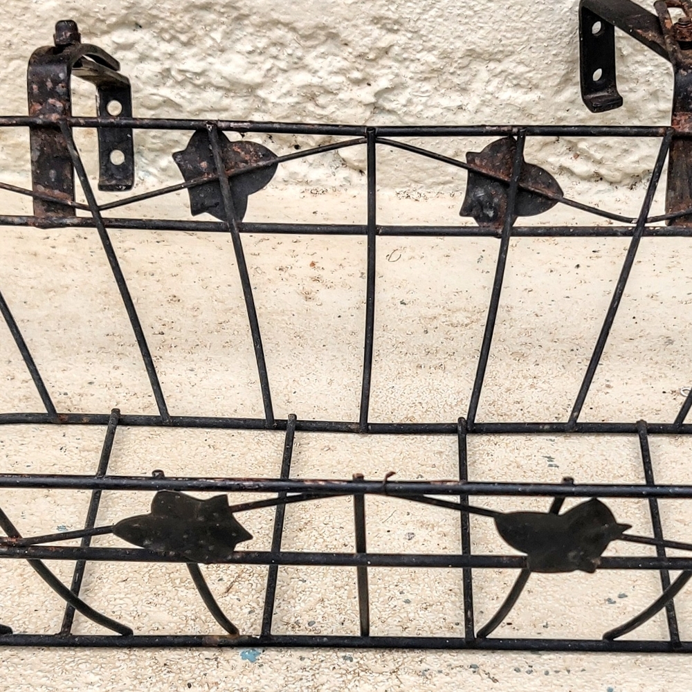 Rustic Black Metal Wall Basket